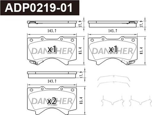 Danaher ADP0219-01 - Гальмівні колодки, дискові гальма avtolavka.club