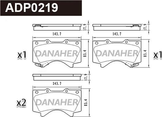 Danaher ADP0219 - Гальмівні колодки, дискові гальма avtolavka.club