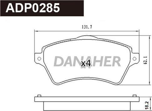 Danaher ADP0285 - Гальмівні колодки, дискові гальма avtolavka.club