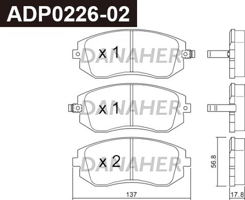 Danaher ADP0226-02 - Гальмівні колодки, дискові гальма avtolavka.club