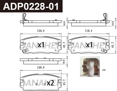 Danaher ADP0228-01 - Гальмівні колодки, дискові гальма avtolavka.club