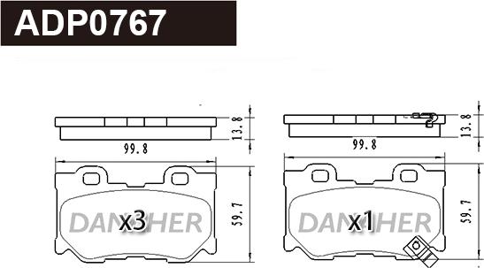 Danaher ADP0767 - Гальмівні колодки, дискові гальма avtolavka.club