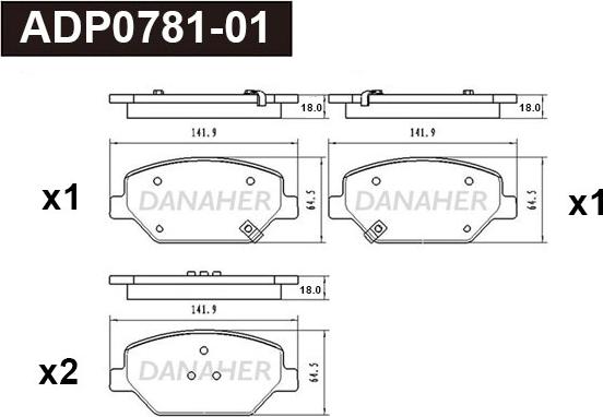 Danaher ADP0781-01 - Гальмівні колодки, дискові гальма avtolavka.club