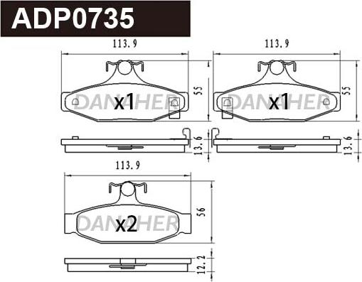 Danaher ADP0735 - Гальмівні колодки, дискові гальма avtolavka.club