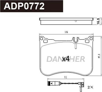 Danaher ADP0772 - Гальмівні колодки, дискові гальма avtolavka.club