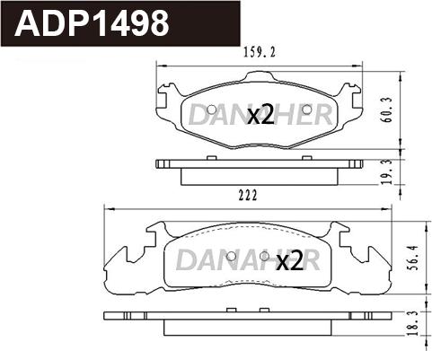 Danaher ADP1498 - Гальмівні колодки, дискові гальма avtolavka.club