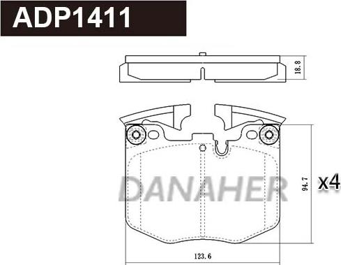 Danaher ADP1411 - Гальмівні колодки, дискові гальма avtolavka.club