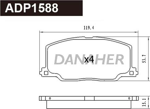 Danaher ADP1588 - Гальмівні колодки, дискові гальма avtolavka.club