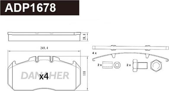 Danaher ADP1678 - Гальмівні колодки, дискові гальма avtolavka.club