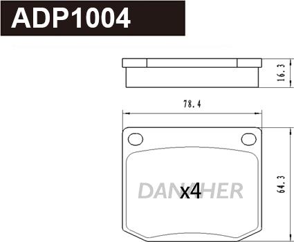 Danaher ADP1004 - Гальмівні колодки, дискові гальма avtolavka.club