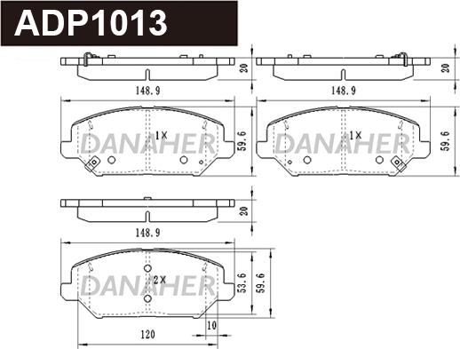 Danaher ADP1013 - Гальмівні колодки, дискові гальма avtolavka.club