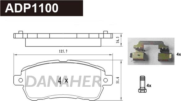 Danaher ADP1100 - Гальмівні колодки, дискові гальма avtolavka.club