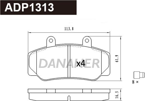 Danaher ADP1313 - Гальмівні колодки, дискові гальма avtolavka.club