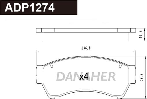 Danaher ADP1274 - Гальмівні колодки, дискові гальма avtolavka.club