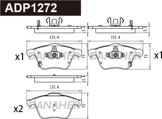 Danaher ADP1272 - Гальмівні колодки, дискові гальма avtolavka.club