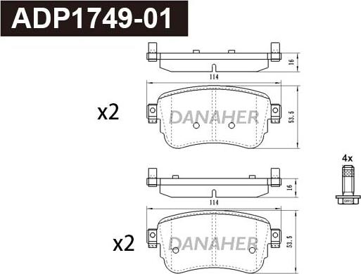 Danaher ADP1749-01 - Гальмівні колодки, дискові гальма avtolavka.club