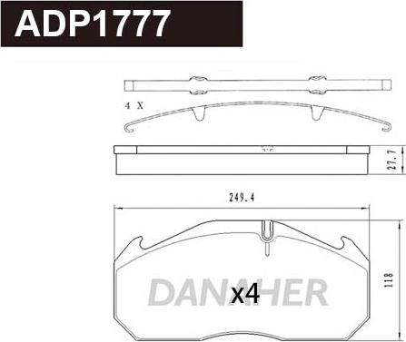 Danaher ADP1777 - Гальмівні колодки, дискові гальма avtolavka.club