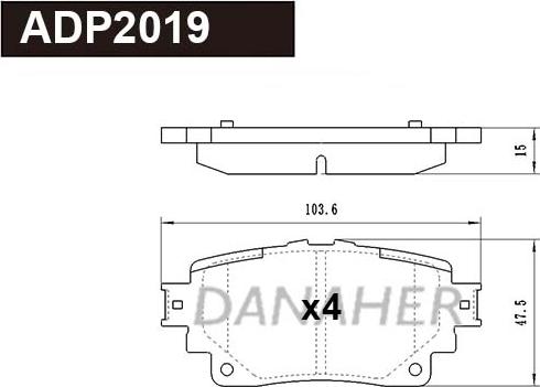 Danaher ADP2019 - Гальмівні колодки, дискові гальма avtolavka.club