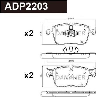 Danaher ADP2203 - Гальмівні колодки, дискові гальма avtolavka.club