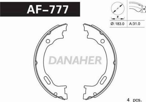 Danaher AF777 - Комплект гальм, ручник, парковка avtolavka.club