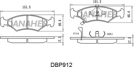 Danaher DBP912 - Гальмівні колодки, дискові гальма avtolavka.club