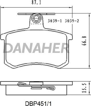 Danaher DBP451/1 - Гальмівні колодки, дискові гальма avtolavka.club