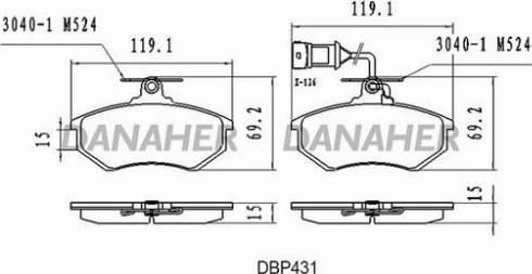 Danaher DBP431 - Гальмівні колодки, дискові гальма avtolavka.club