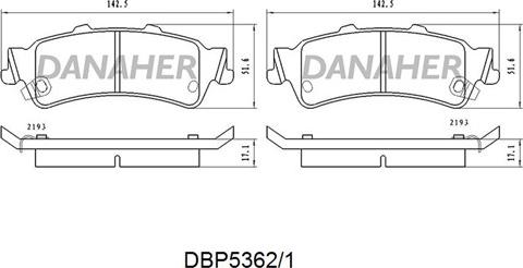 Danaher DBP5362/1 - Гальмівні колодки, дискові гальма avtolavka.club