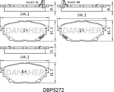 Danaher DBP5272 - Гальмівні колодки, дискові гальма avtolavka.club