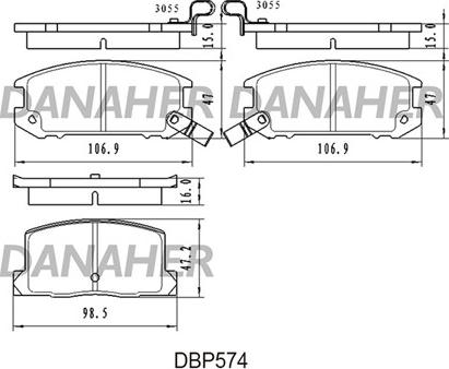 Danaher DBP574 - Гальмівні колодки, дискові гальма avtolavka.club