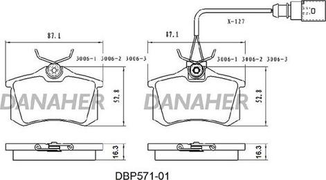 Danaher DBP571-01 - Гальмівні колодки, дискові гальма avtolavka.club