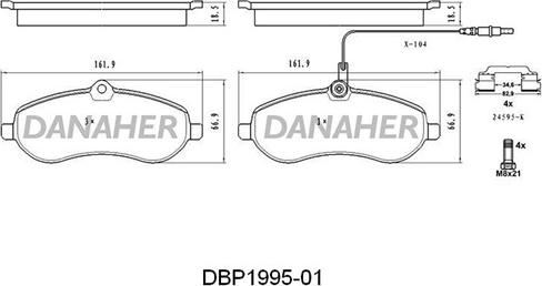 Danaher DBP1995-01 - Гальмівні колодки, дискові гальма avtolavka.club