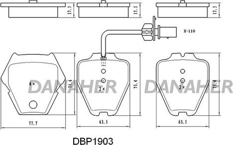 Danaher DBP1903 - Гальмівні колодки, дискові гальма avtolavka.club