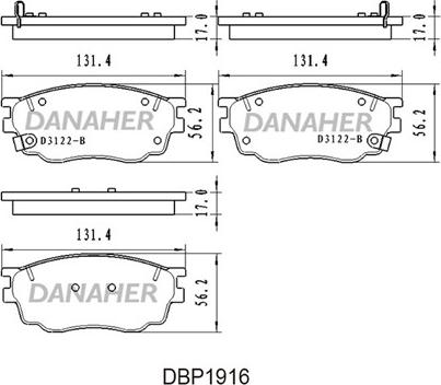 Danaher DBP1916 - Гальмівні колодки, дискові гальма avtolavka.club