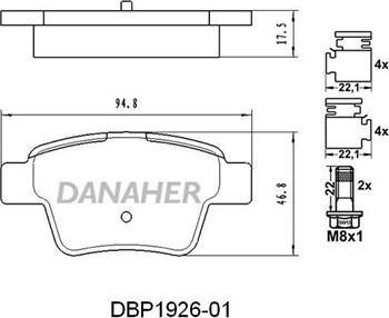 Danaher DBP1926-01 - Гальмівні колодки, дискові гальма avtolavka.club