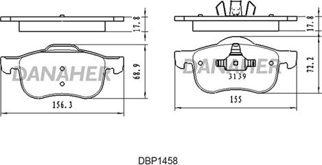 Danaher DBP1458 - Гальмівні колодки, дискові гальма avtolavka.club