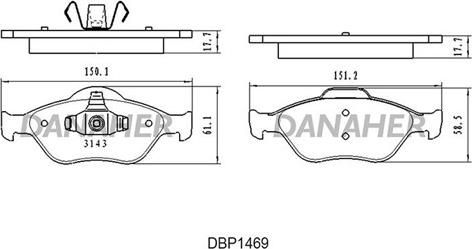 Danaher DBP1469 - Гальмівні колодки, дискові гальма avtolavka.club