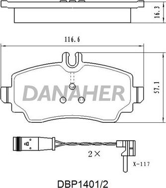 Danaher DBP1401/2 - Гальмівні колодки, дискові гальма avtolavka.club