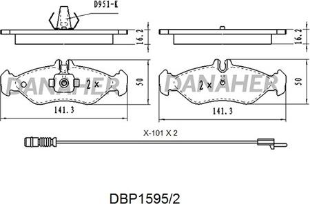 Danaher DBP1595/2 - Гальмівні колодки, дискові гальма avtolavka.club