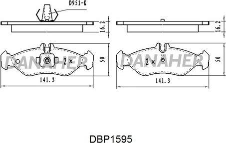 Danaher DBP1595 - Гальмівні колодки, дискові гальма avtolavka.club