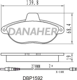 Danaher DBP1592 - Гальмівні колодки, дискові гальма avtolavka.club