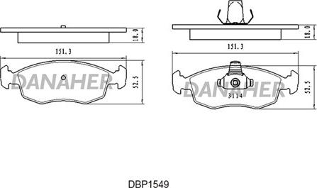 Danaher DBP1549 - Гальмівні колодки, дискові гальма avtolavka.club