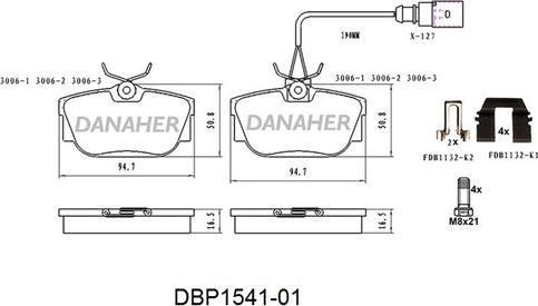 Danaher DBP1541-01 - Гальмівні колодки, дискові гальма avtolavka.club