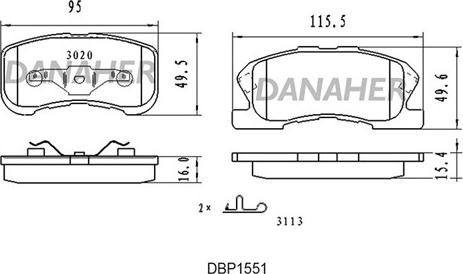 Danaher DBP155/1 - Гальмівні колодки, дискові гальма avtolavka.club