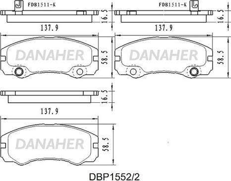 Danaher DBP1552/2 - Гальмівні колодки, дискові гальма avtolavka.club