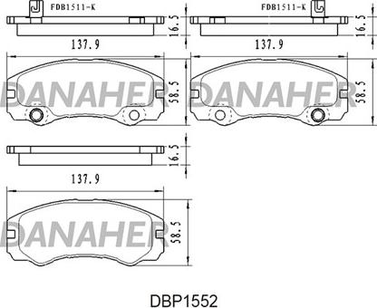 Danaher DBP1552 - Гальмівні колодки, дискові гальма avtolavka.club