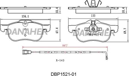 Danaher DBP1521-01 - Гальмівні колодки, дискові гальма avtolavka.club