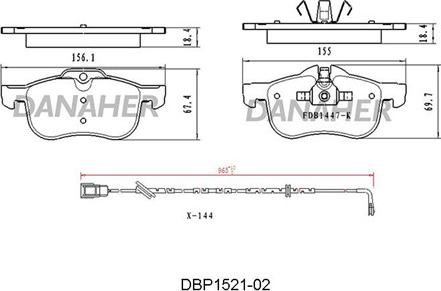 Danaher DBP1521-02 - Гальмівні колодки, дискові гальма avtolavka.club