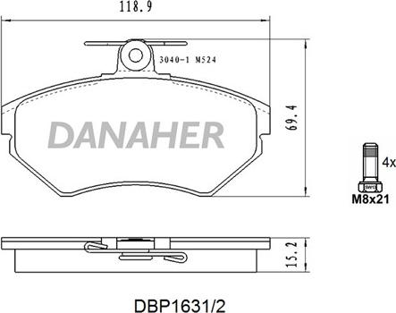 Danaher DBP1631/2 - Гальмівні колодки, дискові гальма avtolavka.club