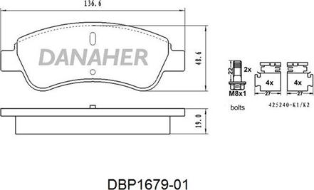 Danaher DBP1679-01 - Гальмівні колодки, дискові гальма avtolavka.club